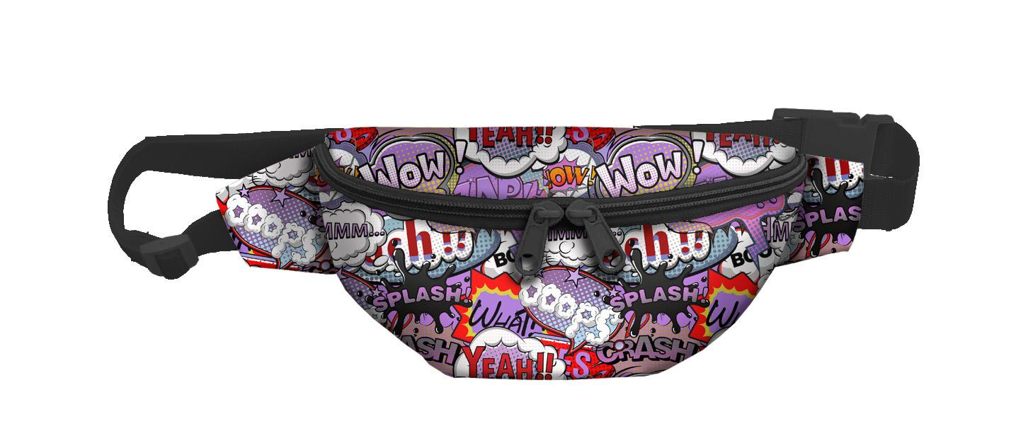 HIP BAG - COMIC BOOK (purple - red) / Choice of sizes
