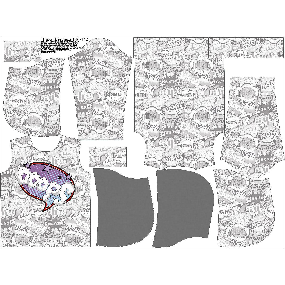 KID'S HOODIE (ALEX) - COMIC BOOK / ooops (purple - red) - sewing set