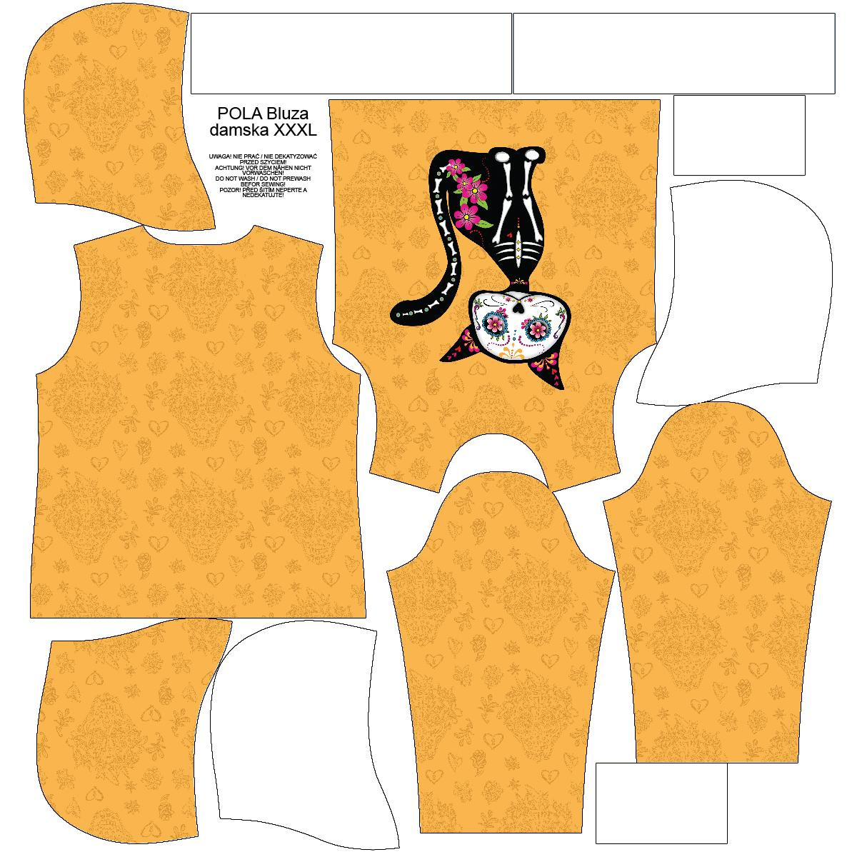 CLASSIC WOMEN’S HOODIE (POLA) - CAT FRIDA (DIA DE LOS MUERTOS) - looped knit fabric 