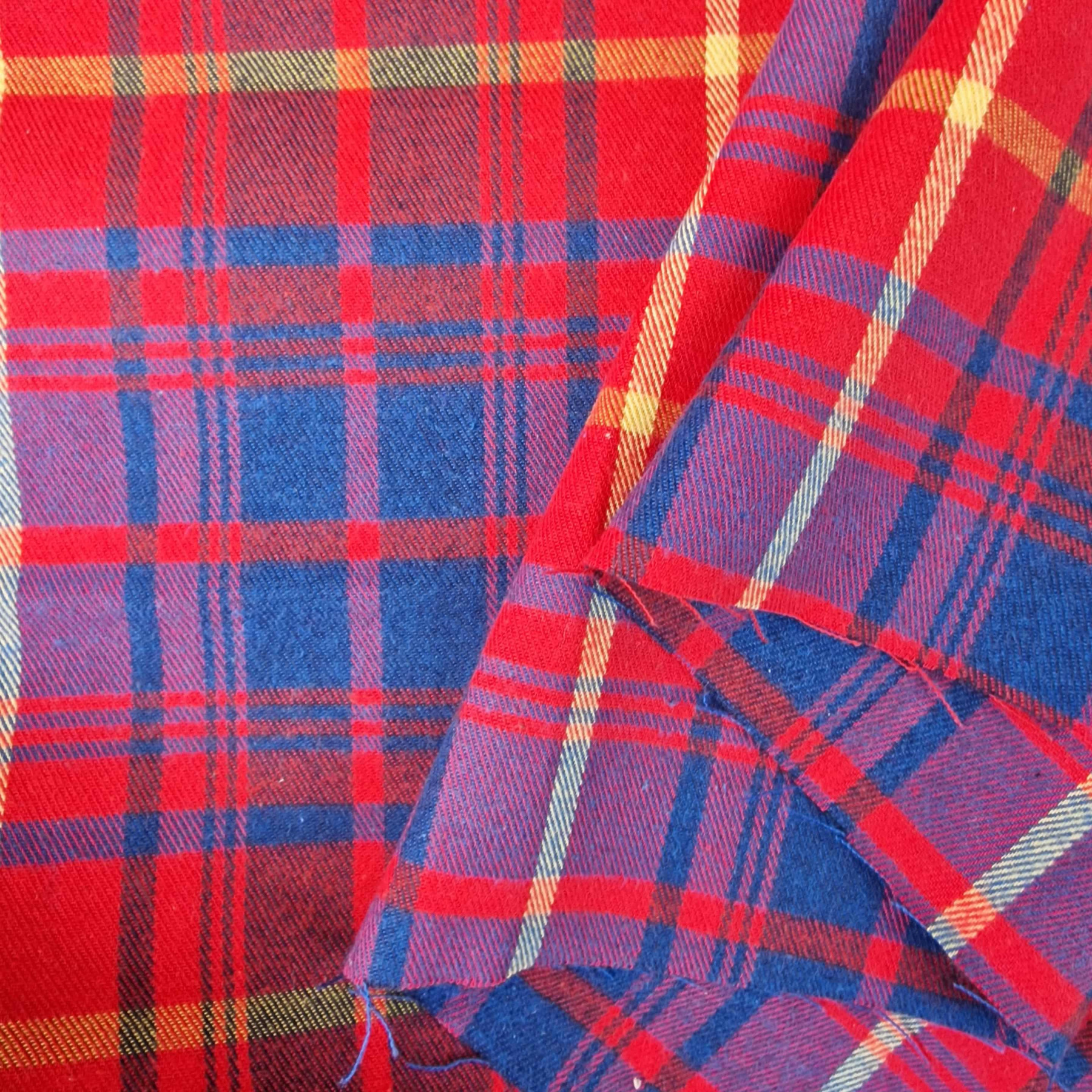 Premium Cotton Flannel - Red and Blue Tartan Plaid