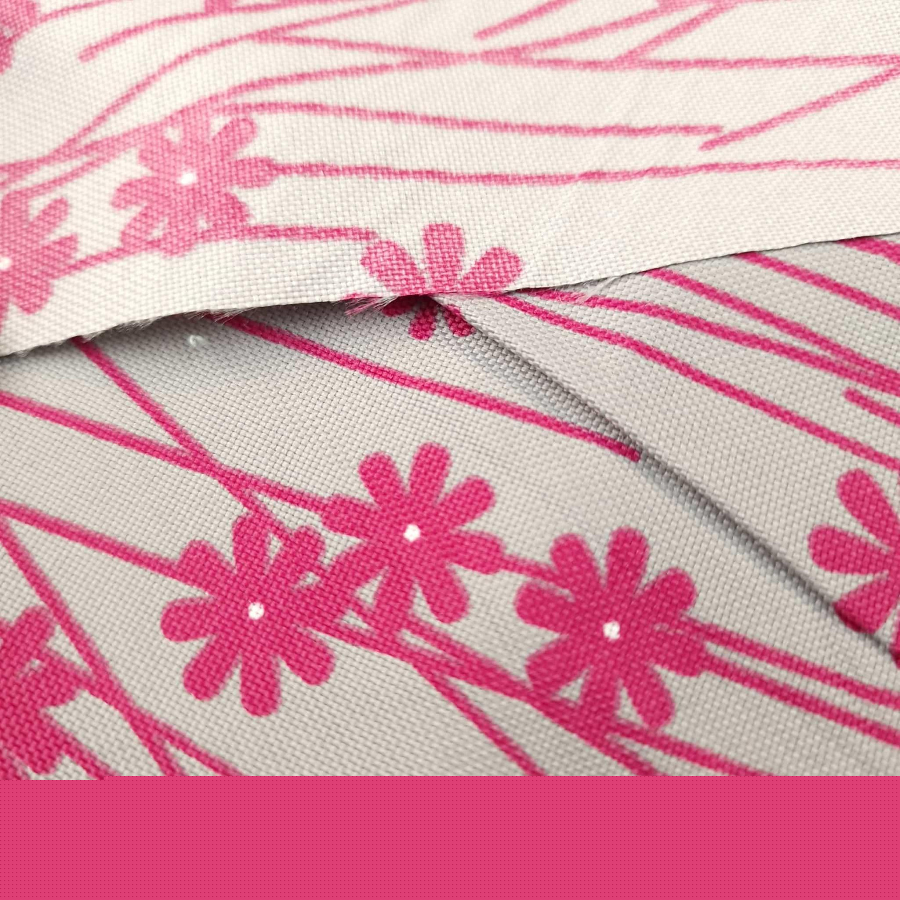 Waterproof woven fabric - PINK FLOWERS / gray