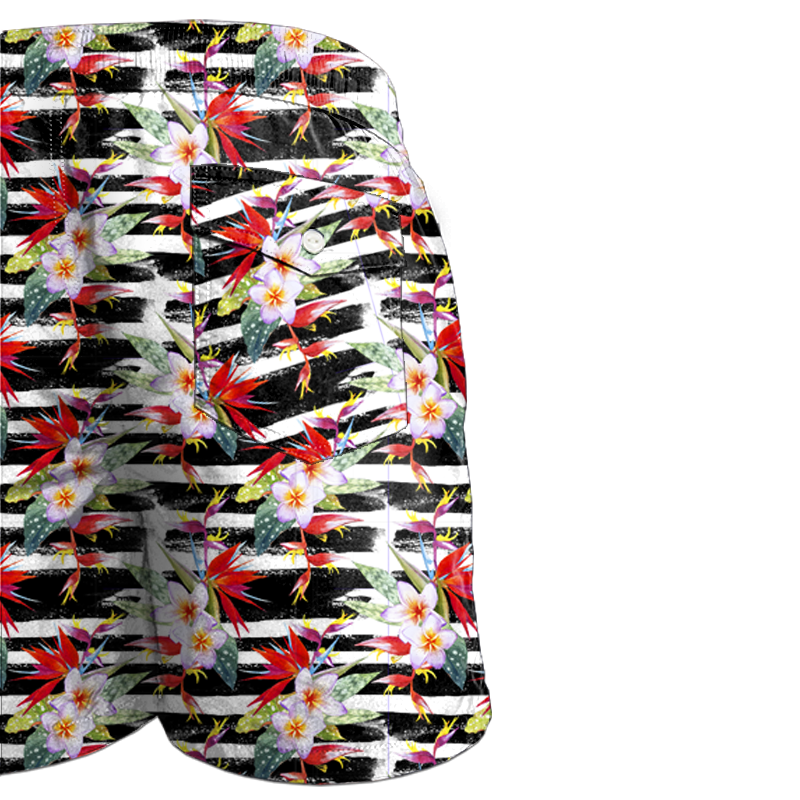 Men's swim trunks - FLOWERS ON THE ZEBRA  - sewing set