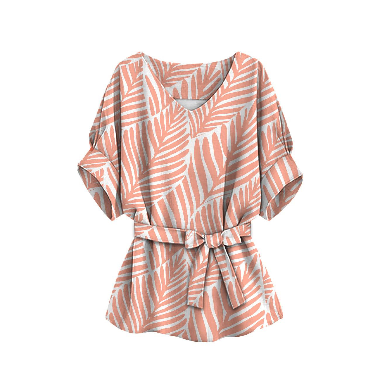 LEAVES WZ. (apricot) - Linen 100%