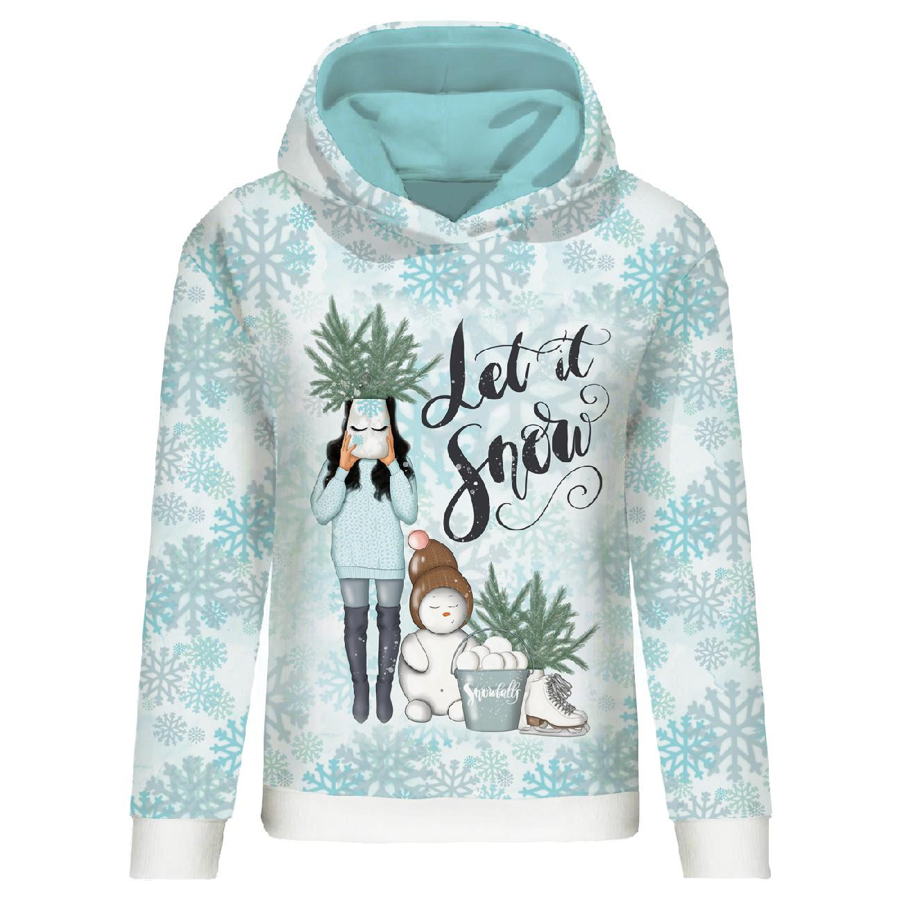 CLASSIC WOMEN’S HOODIE (POLA) - LET IT SNOW PAT. 2 (WINTER IN THE CITY) - looped knit fabric 