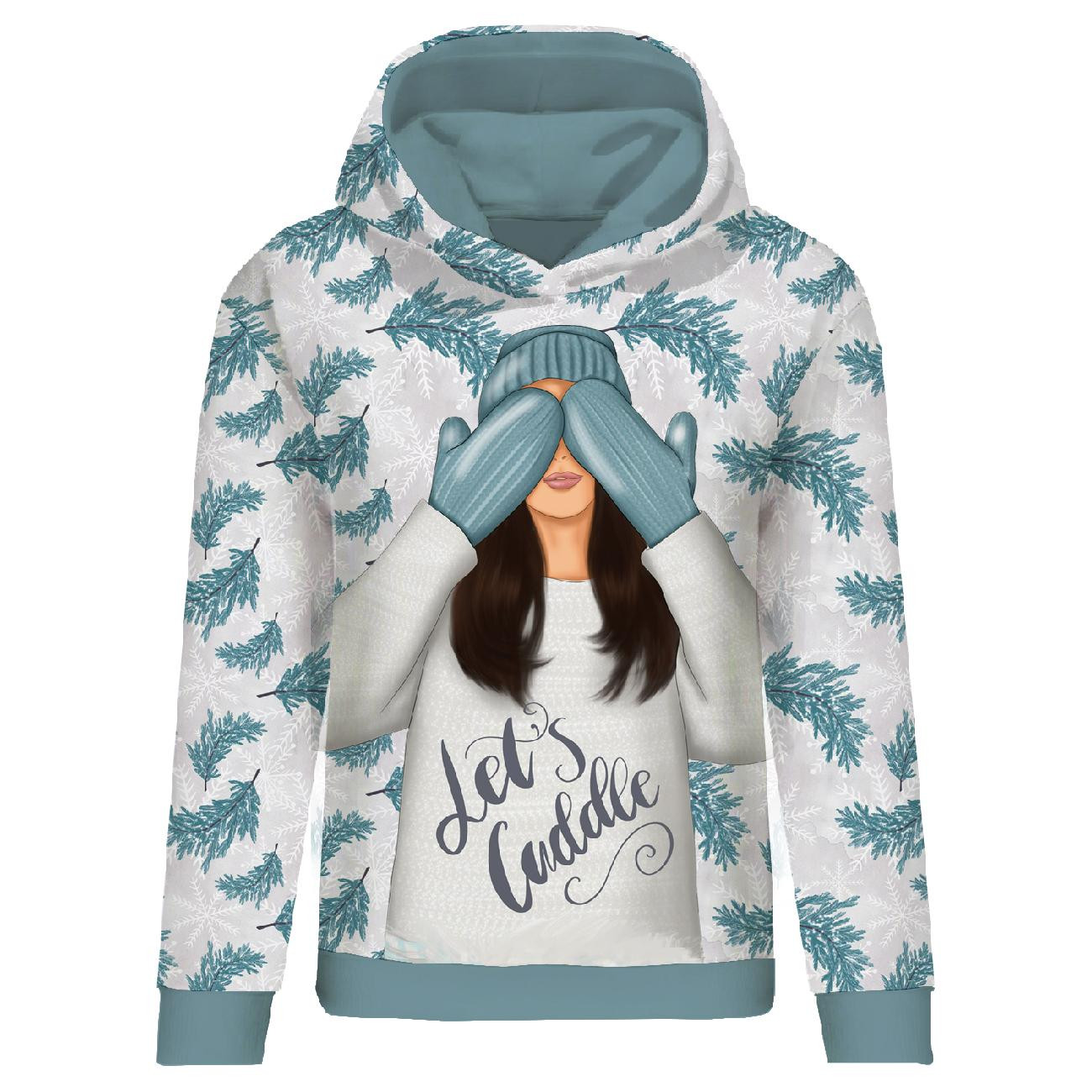 CLASSIC WOMEN’S HOODIE (POLA) - LET'S CUDDLE (WINTER IN THE CITY) - looped knit fabric 