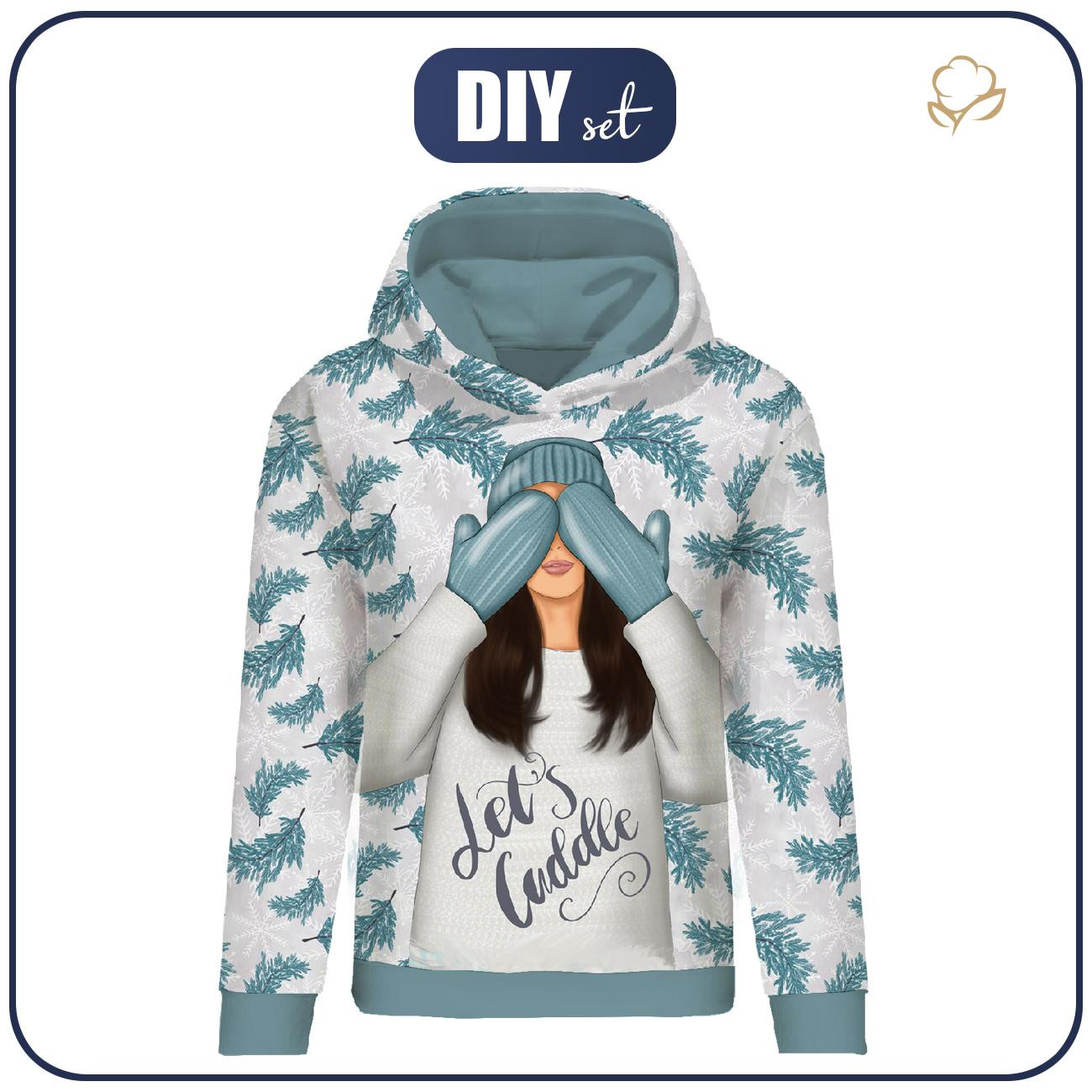 CLASSIC WOMEN’S HOODIE (POLA) - LET'S CUDDLE (WINTER IN THE CITY) - looped knit fabric 