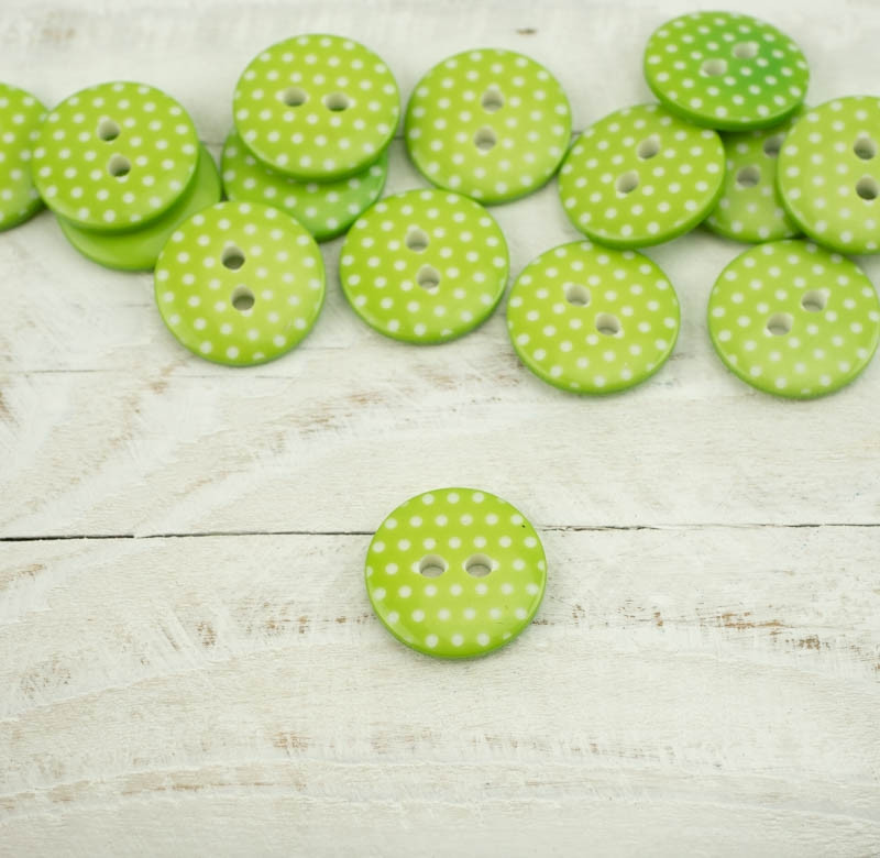 Plastic button with dots middle - lime