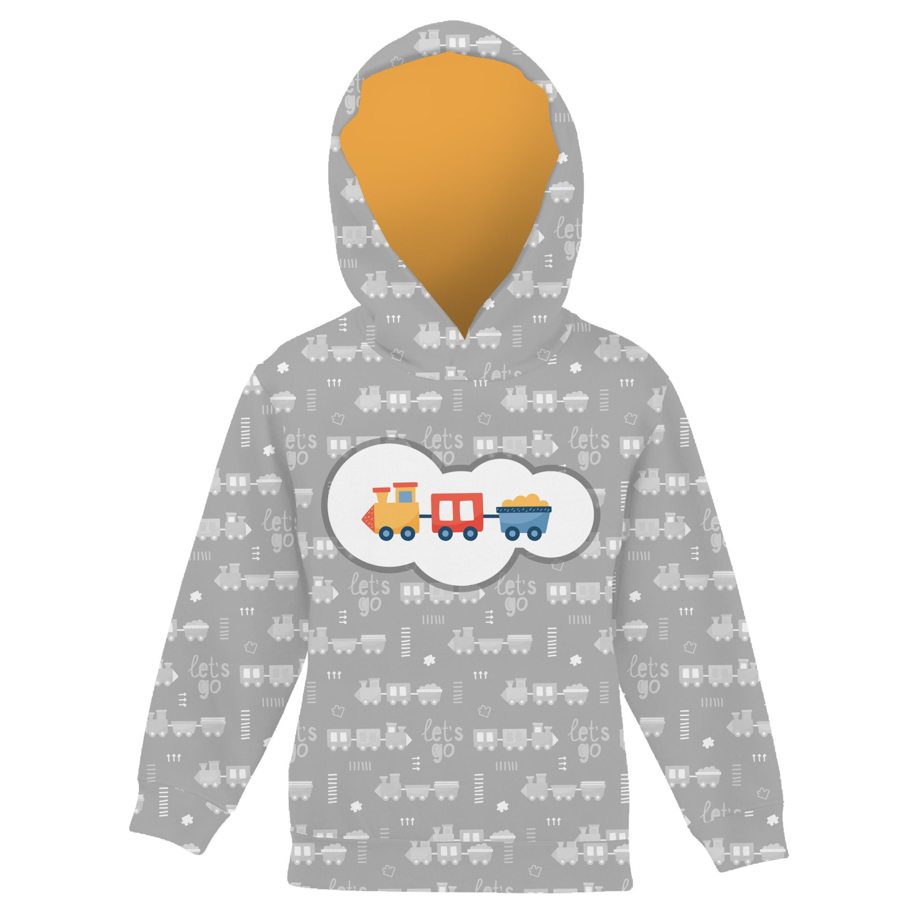 KID'S HOODIE (ALEX) - LOCOMOTIVES pat. 2 / white (ADVENTURE BEGINS) - sewing set