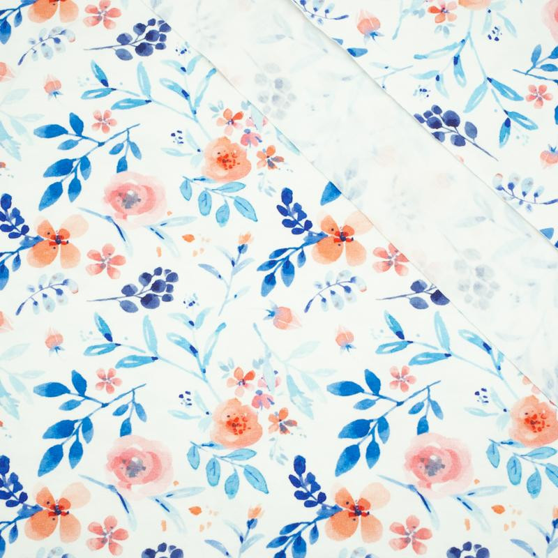 PAINTED PEONIES / white - single jersey with elastane TE210