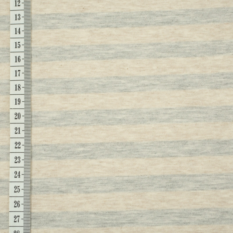 STRIPES 1x1 / melange beige - melange light grey - looped knitwear with elastan PE260