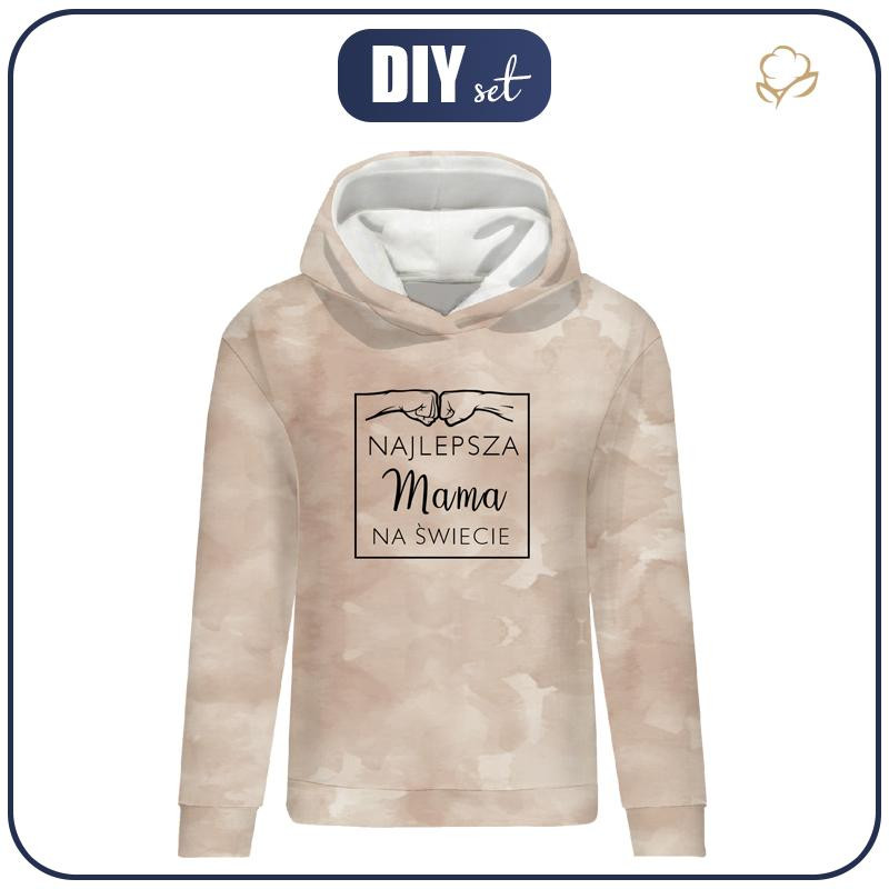 CLASSIC WOMEN’S HOODIE (POLA) - MAMA / CAMOUFLAGE pat. 2 (beige) - looped knit fabric 
