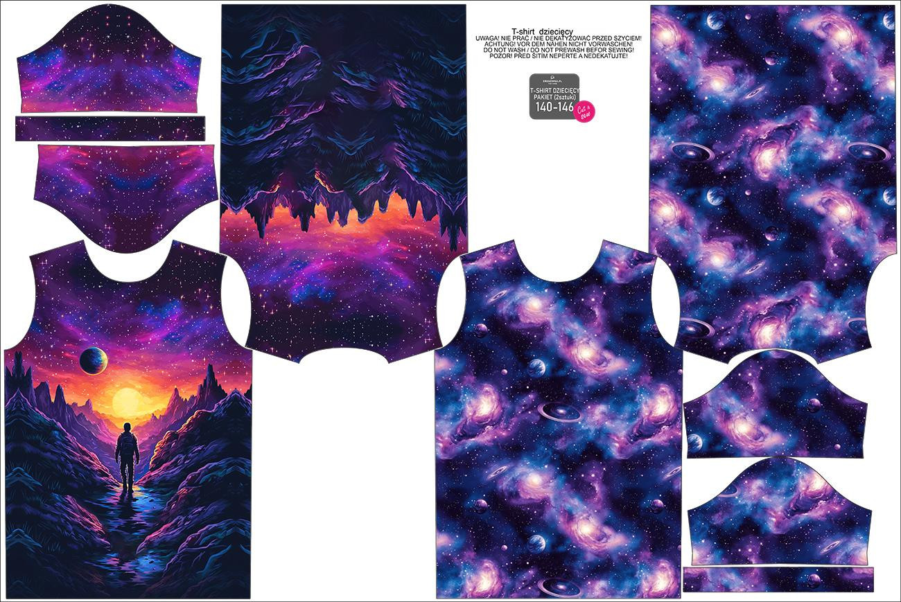 2-PACK - KID’S T-SHIRT - NEON GALAXY - sewing set