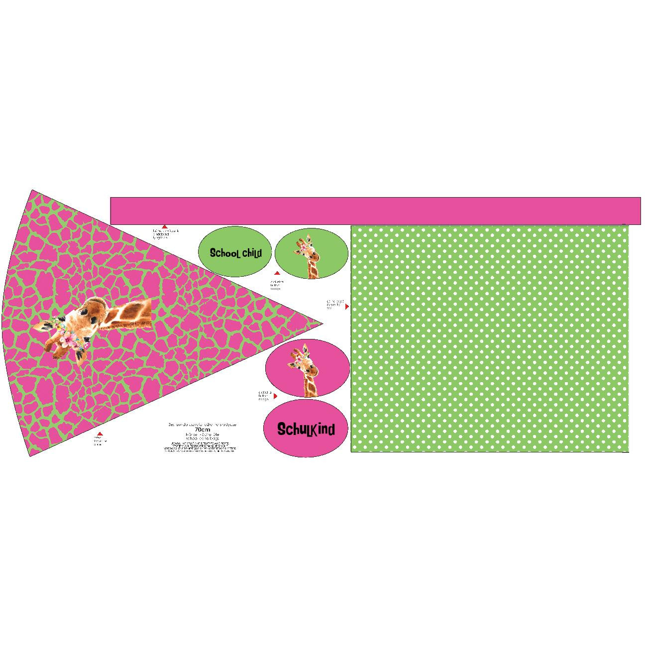 First Grade Candy Cone - NEON SPOTS PAT. 4 / giraffe - sewing set