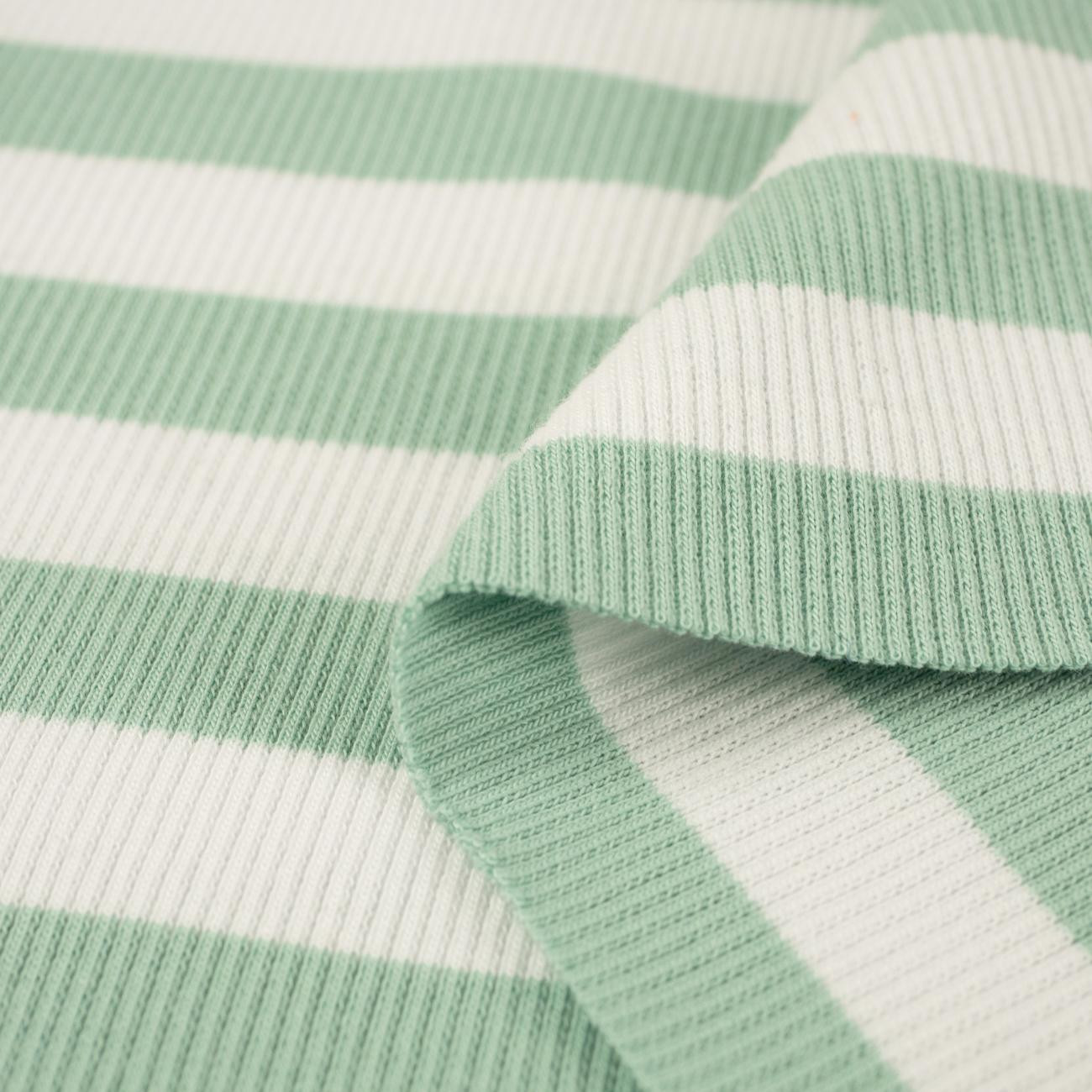 STRIPES / MINT - Ribbed knit fabric
