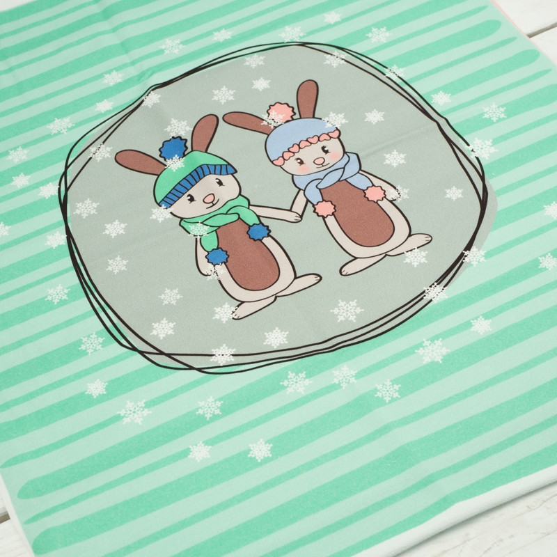 WINTER BUNNIES / mint - panel looped knit 