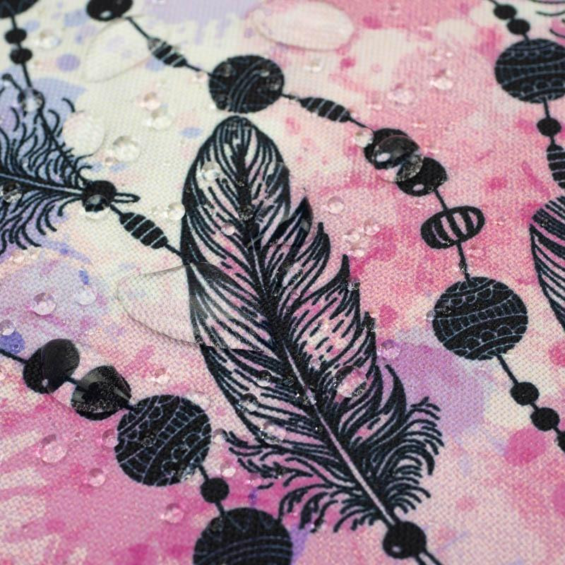 PINK FEATHERS AND BEADS - Waterproof woven fabric