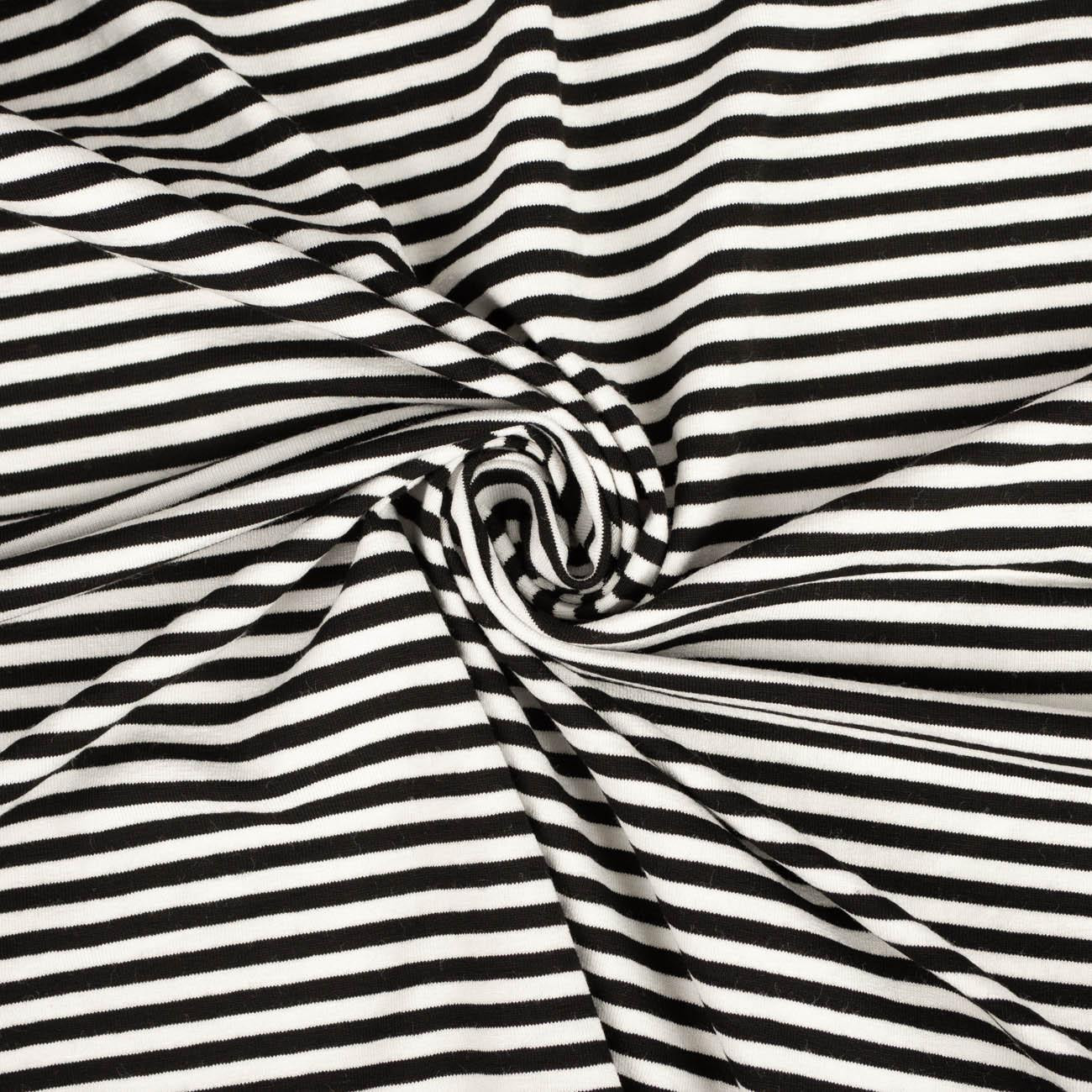 STRIPES WHITE / BLACK 0,5cm x 0,5cm - Viscose jersey