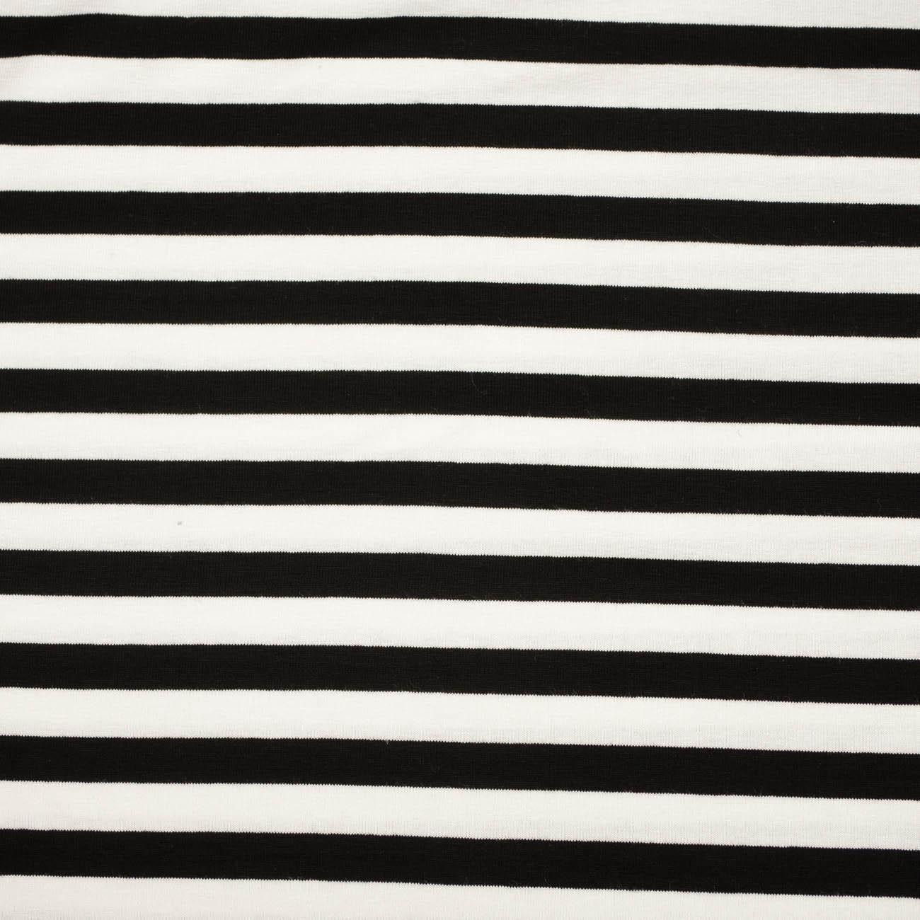 STRIPES WHITE / BLACK 1,0cm x 1,0cm - Viscose jersey