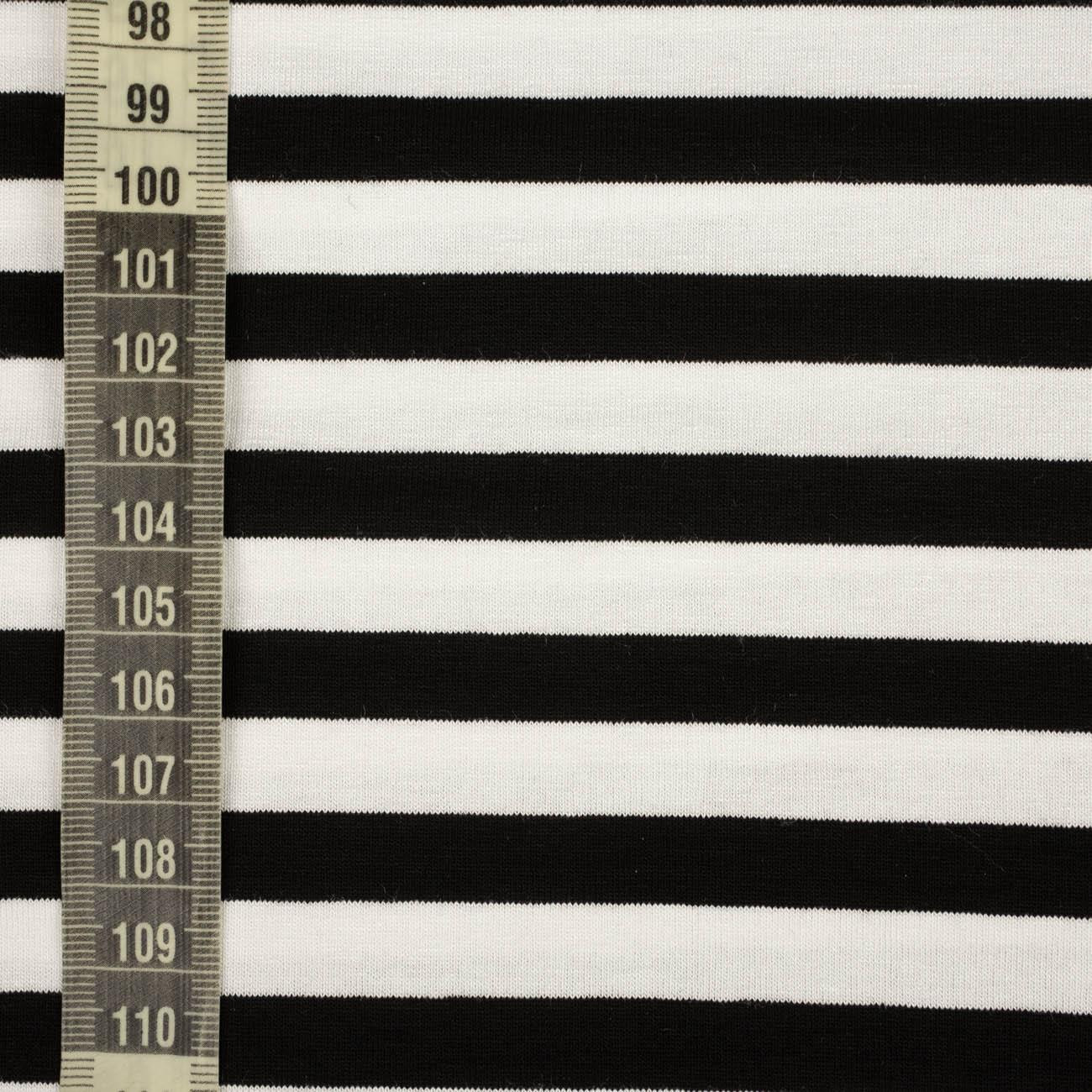 STRIPES WHITE / BLACK 1,0cm x 1,0cm - Viscose jersey