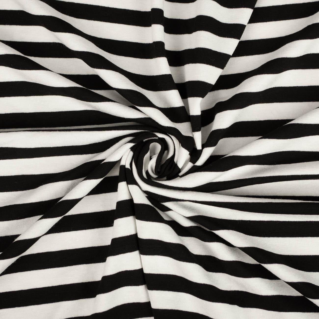 STRIPES WHITE / BLACK 1,0cm x 1,0cm - Viscose jersey