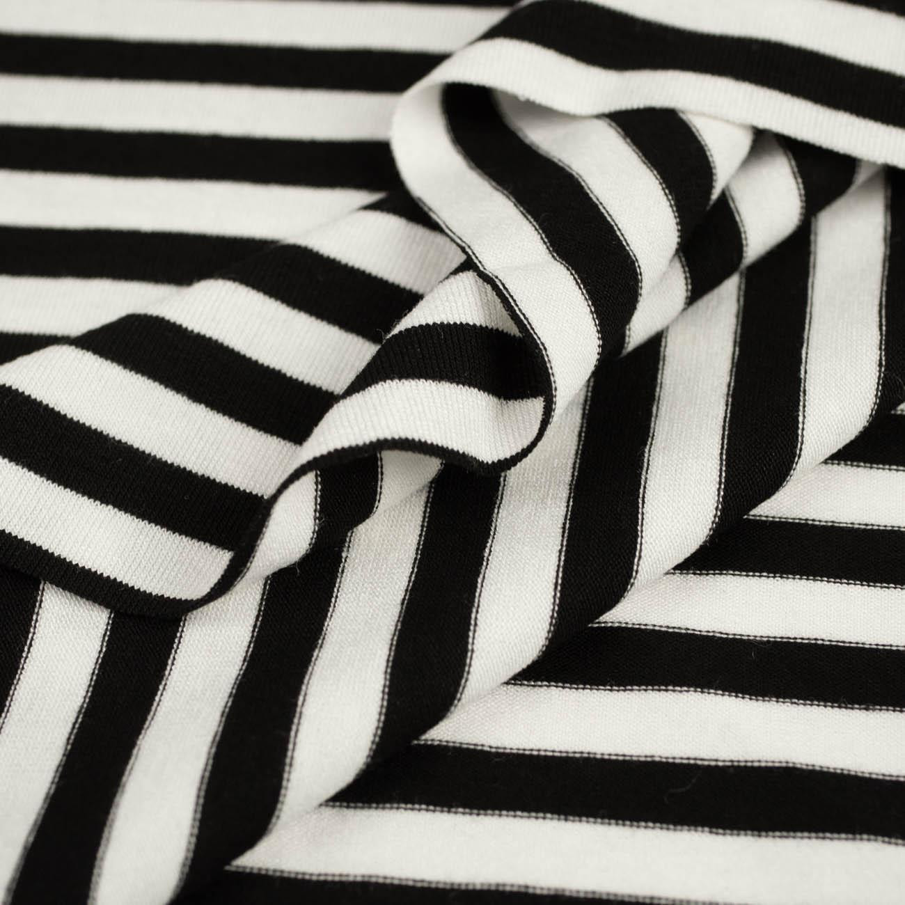 STRIPES WHITE / BLACK 0,7cm x 0,7cm - Viscose jersey