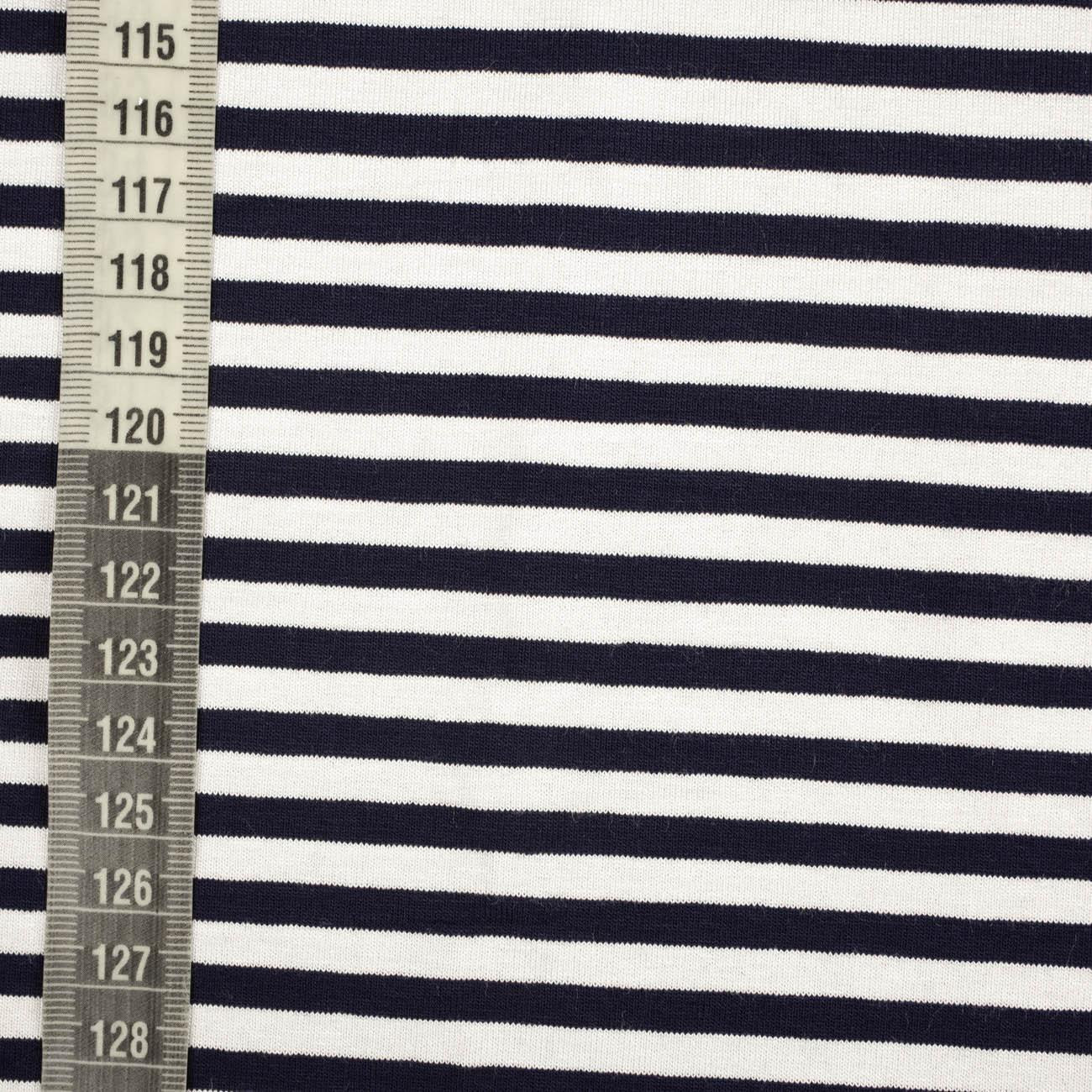 STRIPES DARK BLUE / WHITE 0,5cm x 0,5cm - Viscose jersey