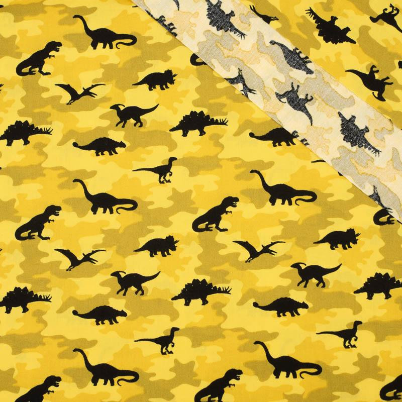 MINI DINO / CAMOUFLAGE YELLOW - POPLIN 100% cotton 