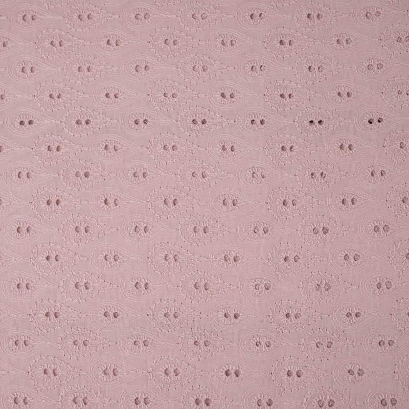 DROPS / rose quartz - Embroidered cotton fabric