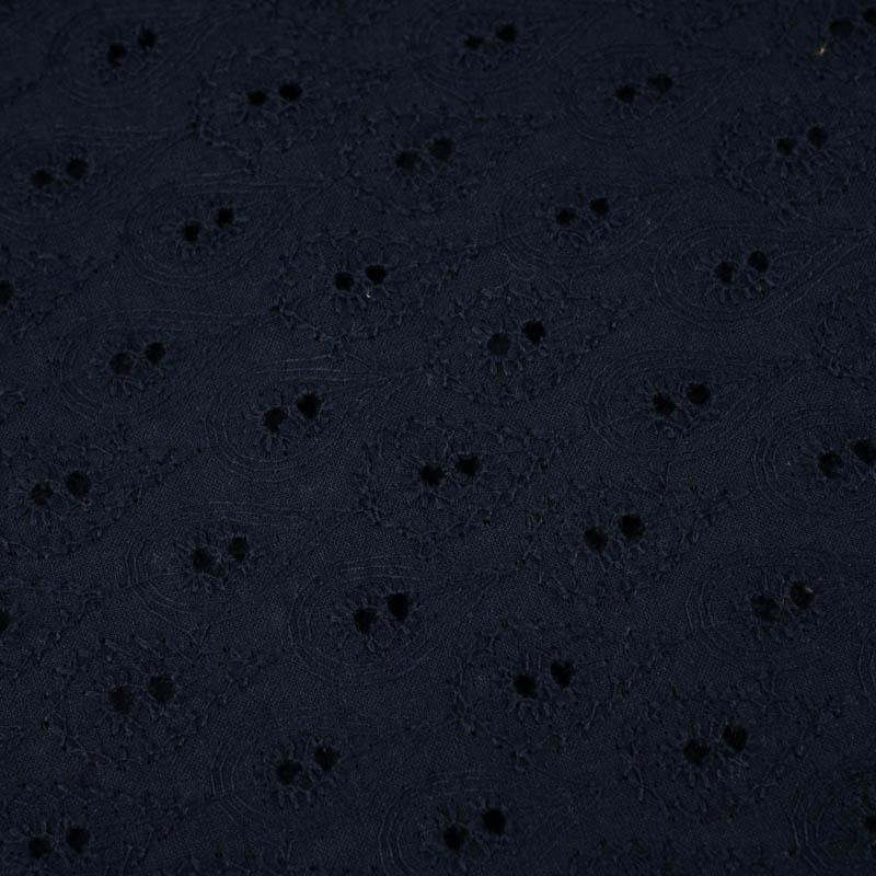 DROPS / navy - Embroidered cotton fabric