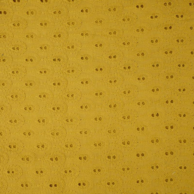 DROPS / mustard - Embroidered cotton fabric