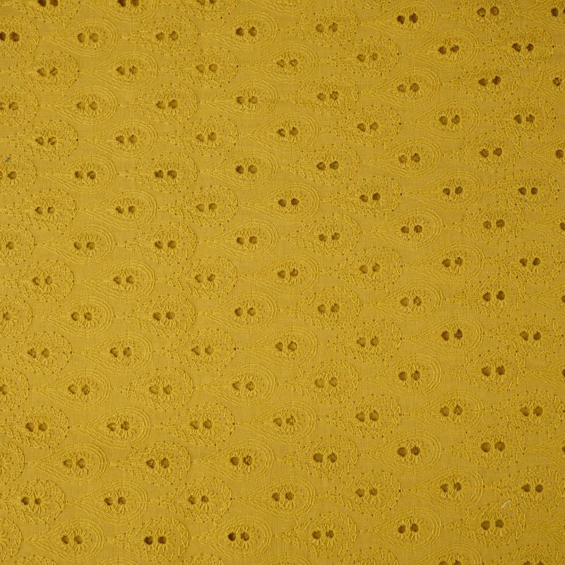 DROPS / mustard - Embroidered cotton fabric