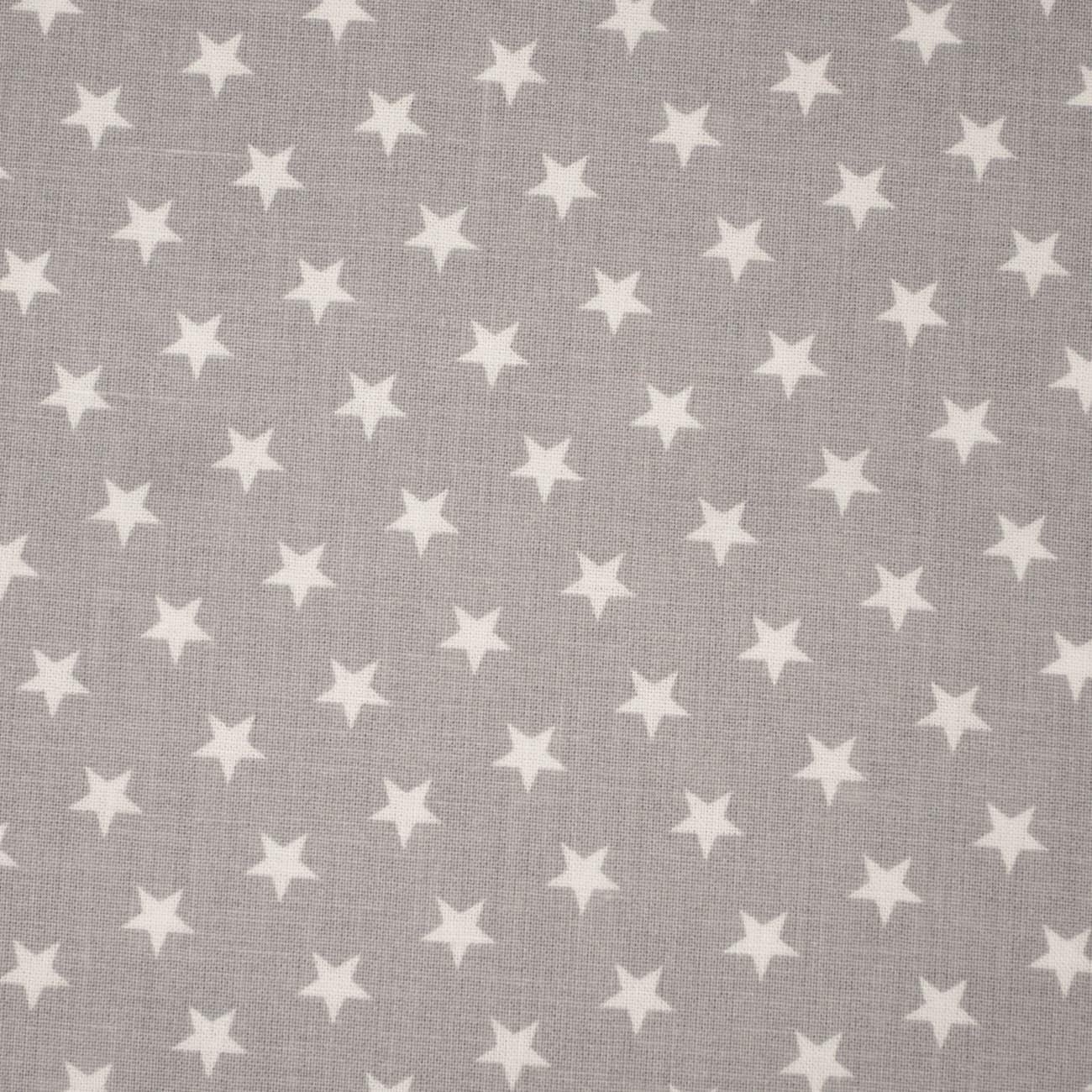 WHITE STARS / grey - Cotton woven fabric