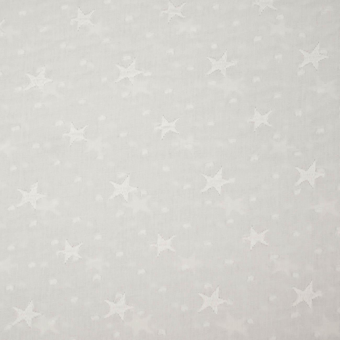STARS / white - Embroidered cotton fabric