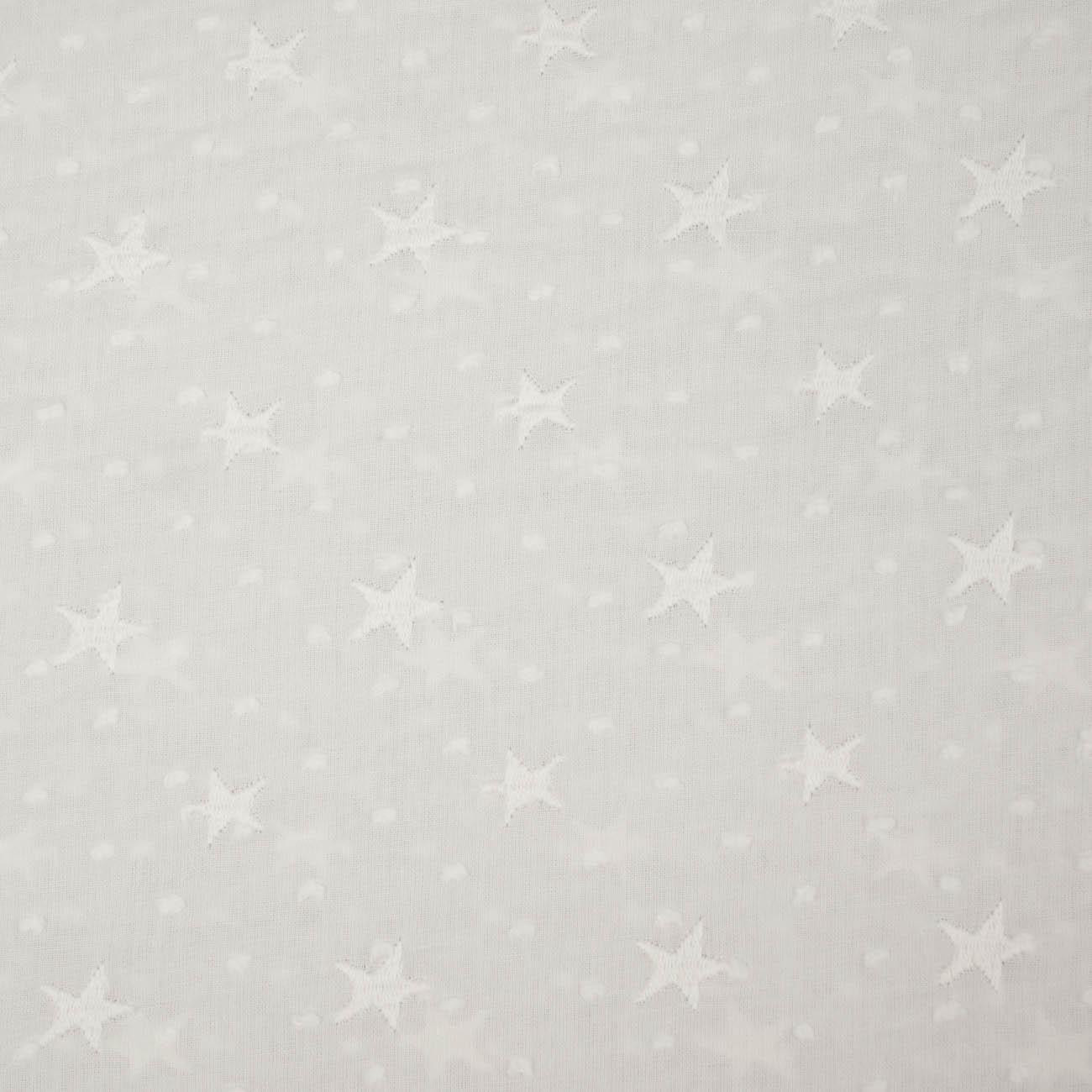 STARS / white - Embroidered cotton fabric