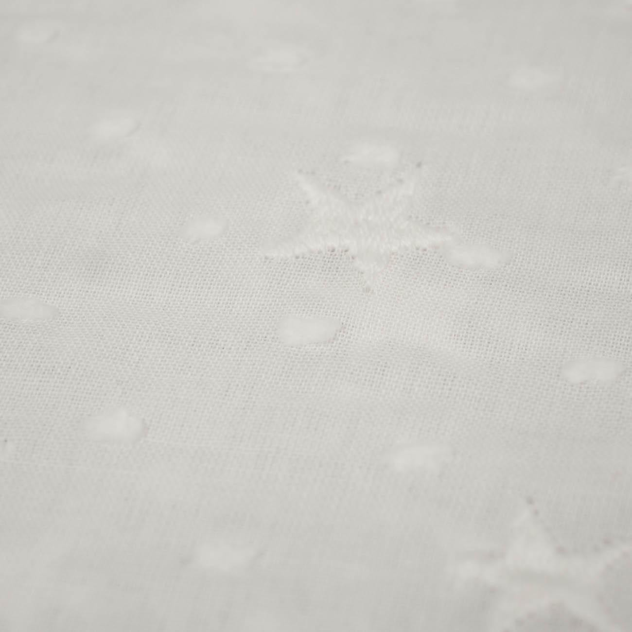 STARS / white - Embroidered cotton fabric