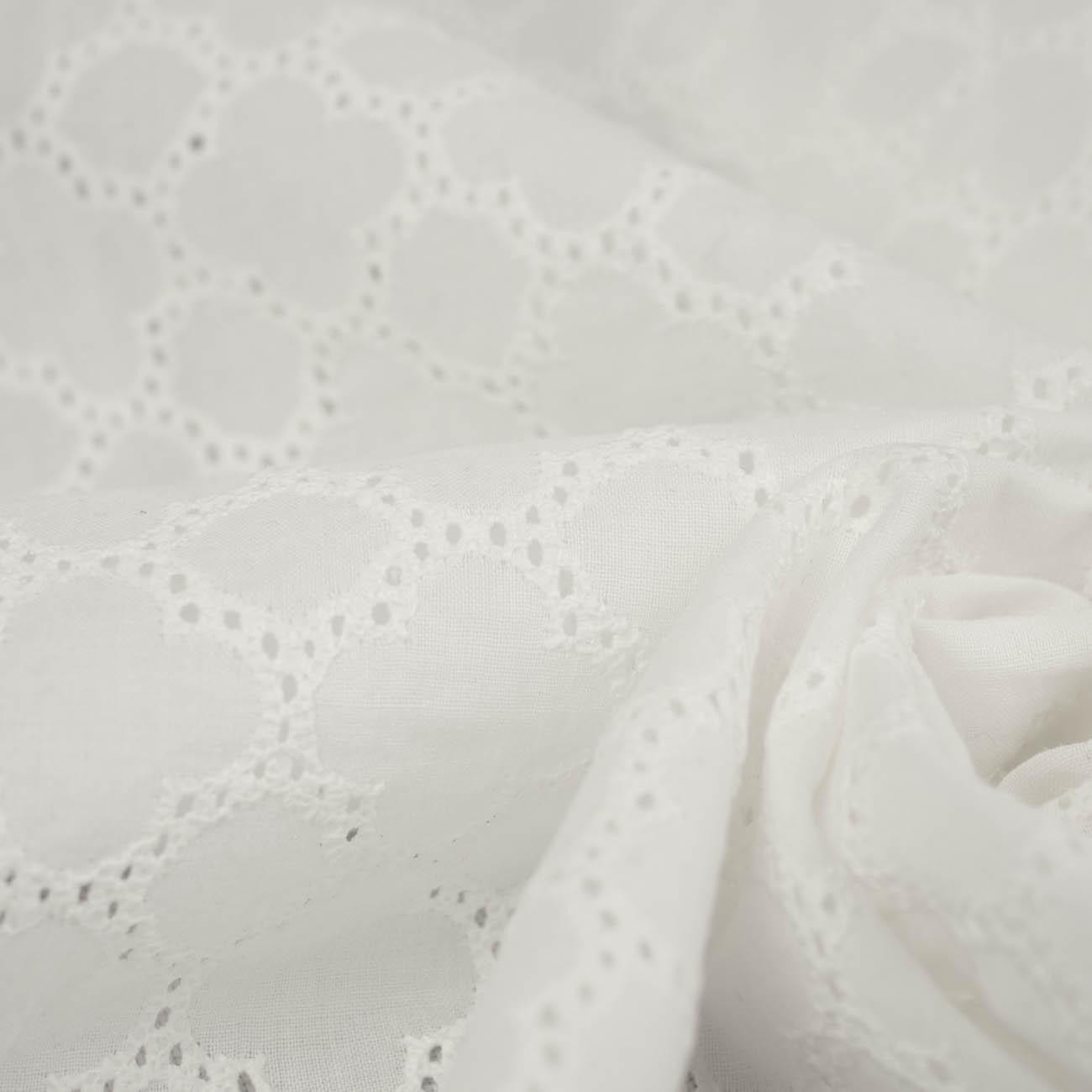  FLOWERS / white - Embroidered cotton fabric