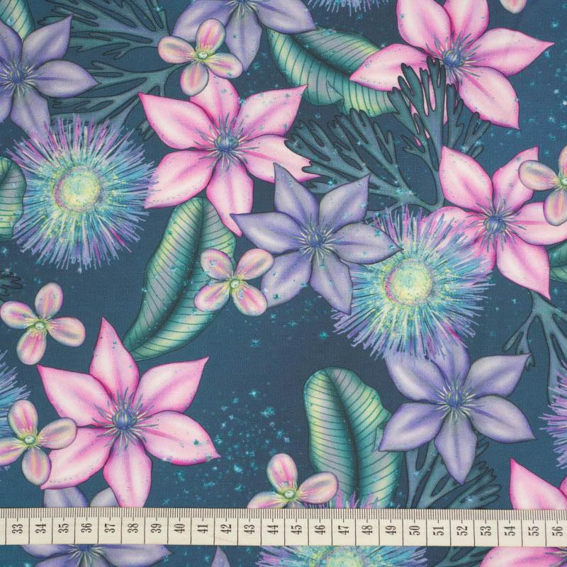 WATER WORLD pat. 1 / sea blue - single jersey with elastane 