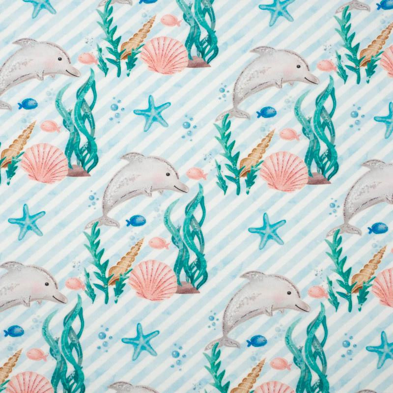 DOLPHINS / STRIPES (MAGICAL OCEAN) / aqua