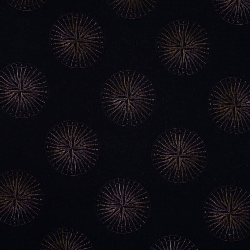 GOLDEN COMPASSES (GOLDEN OCEAN) / dark blue - looped knit fabric