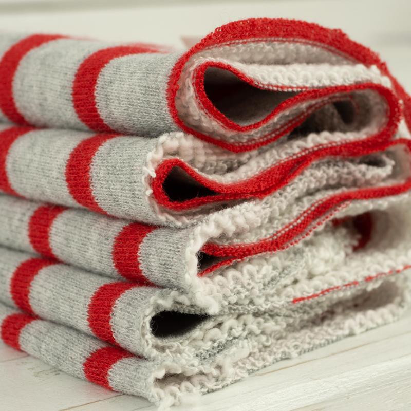 MELANGE GREY STRIPES / red (2cmx0,7cm) - Fancy knit fabric