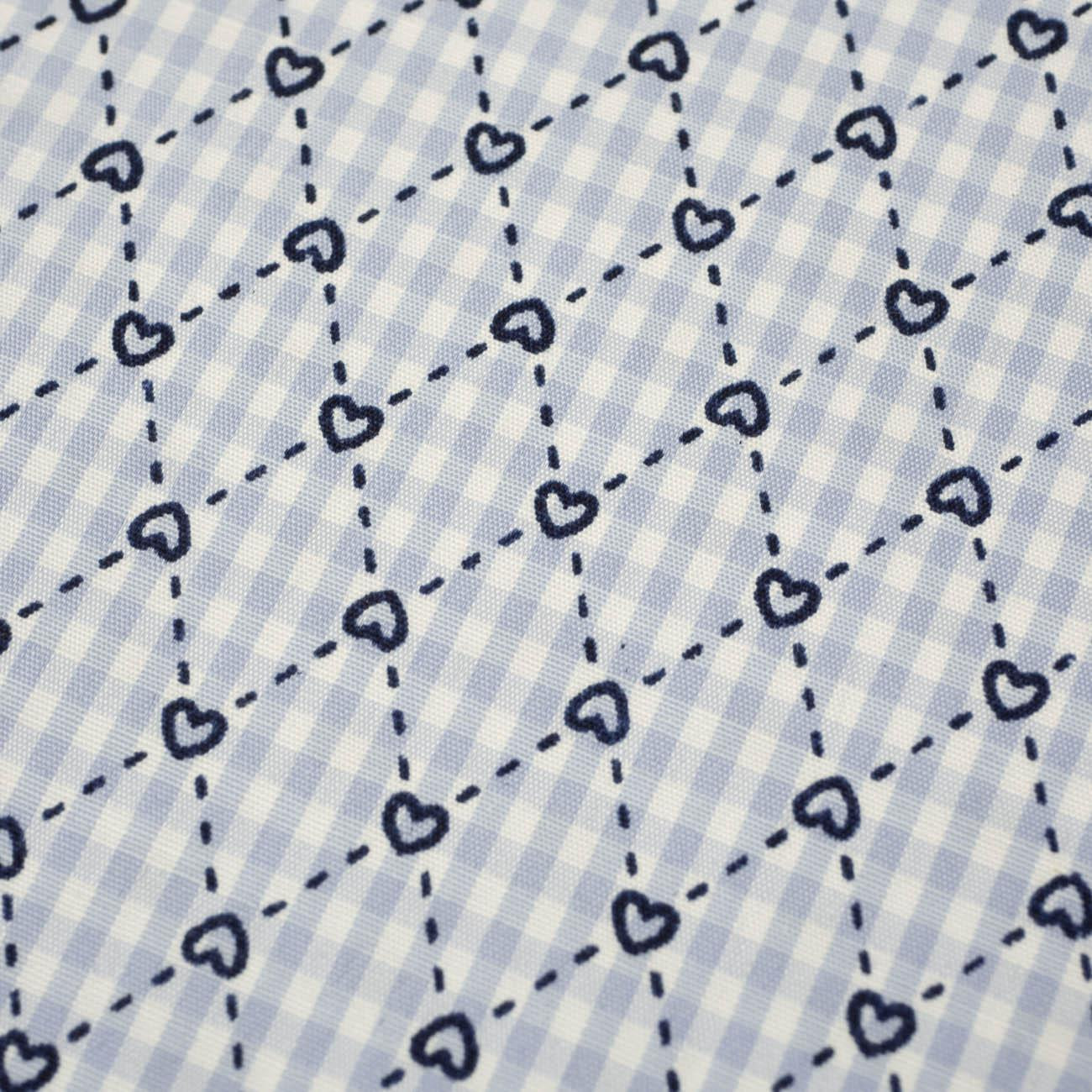 HEARTS AND RHOMBUSES / BABY BLUE CHECK - POPLIN 100% cotton 