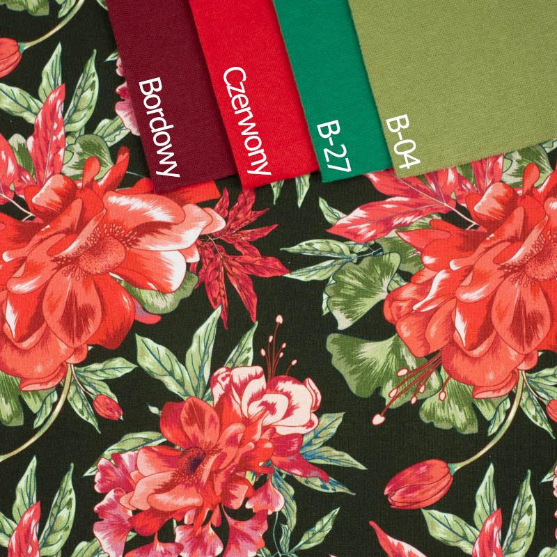 AZALEAS (RED GARDEN) - looped knit fabric