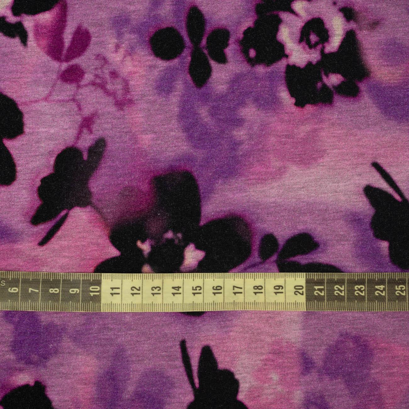 FLOWERS / purple - brushed knitwear with elastane