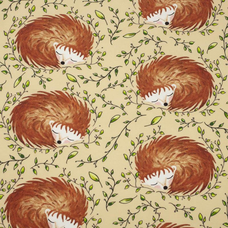 50cm SLEEPING HEDGEHOGS (SLEEPING ANIMALS) / sand  - organic looped knit fabric
