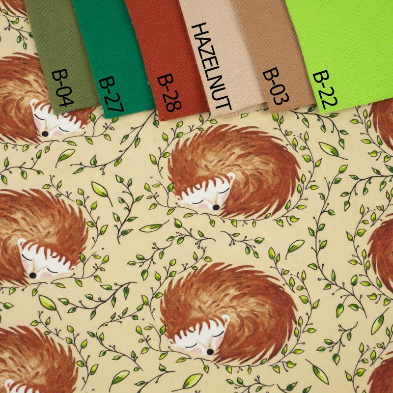 50cm SLEEPING HEDGEHOGS (SLEEPING ANIMALS) / sand  - organic looped knit fabric
