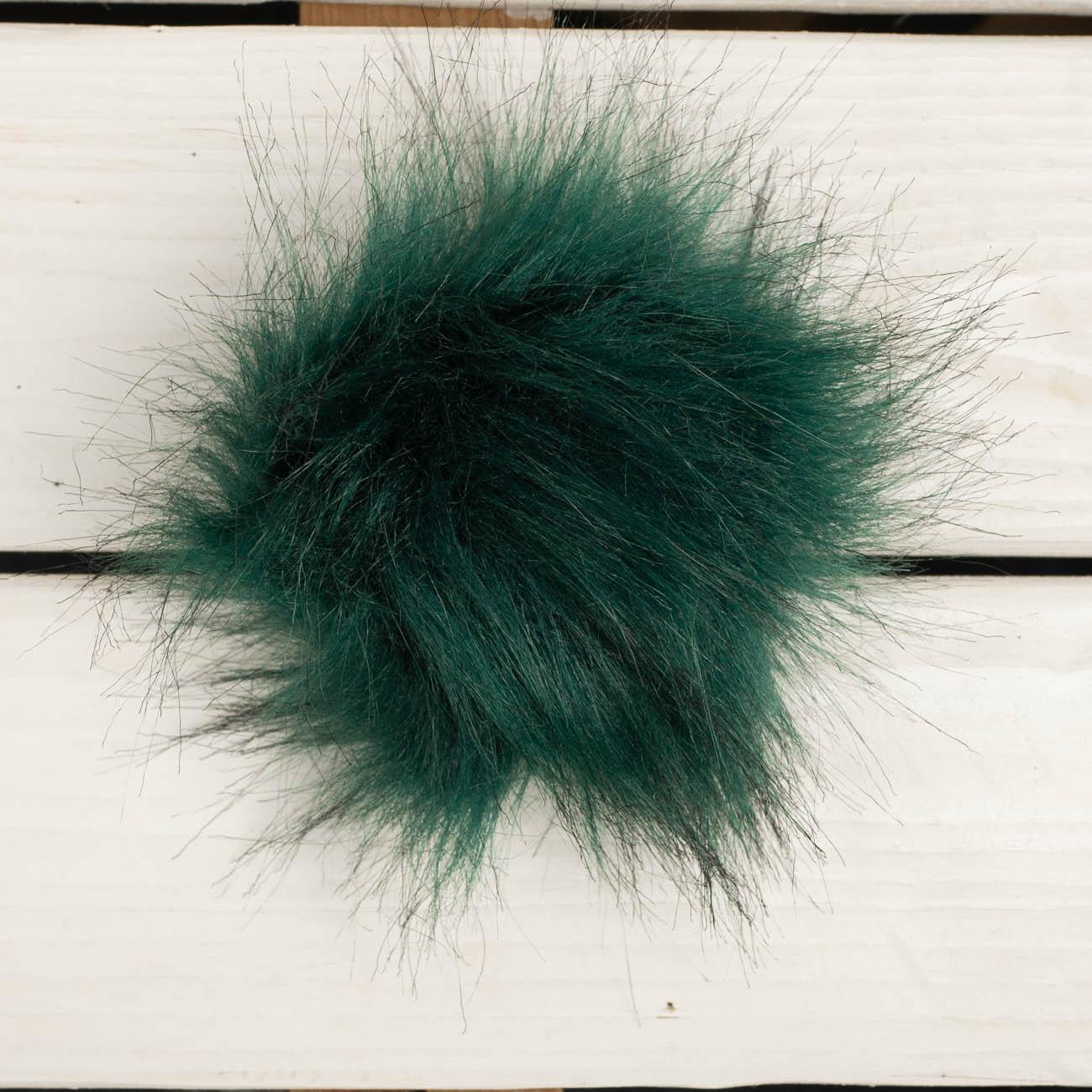 Eco fur pompom 9cm - bottled green