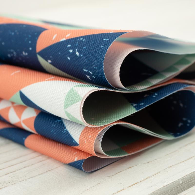 TRIANGLES / salmon pink - Waterproof woven fabric
