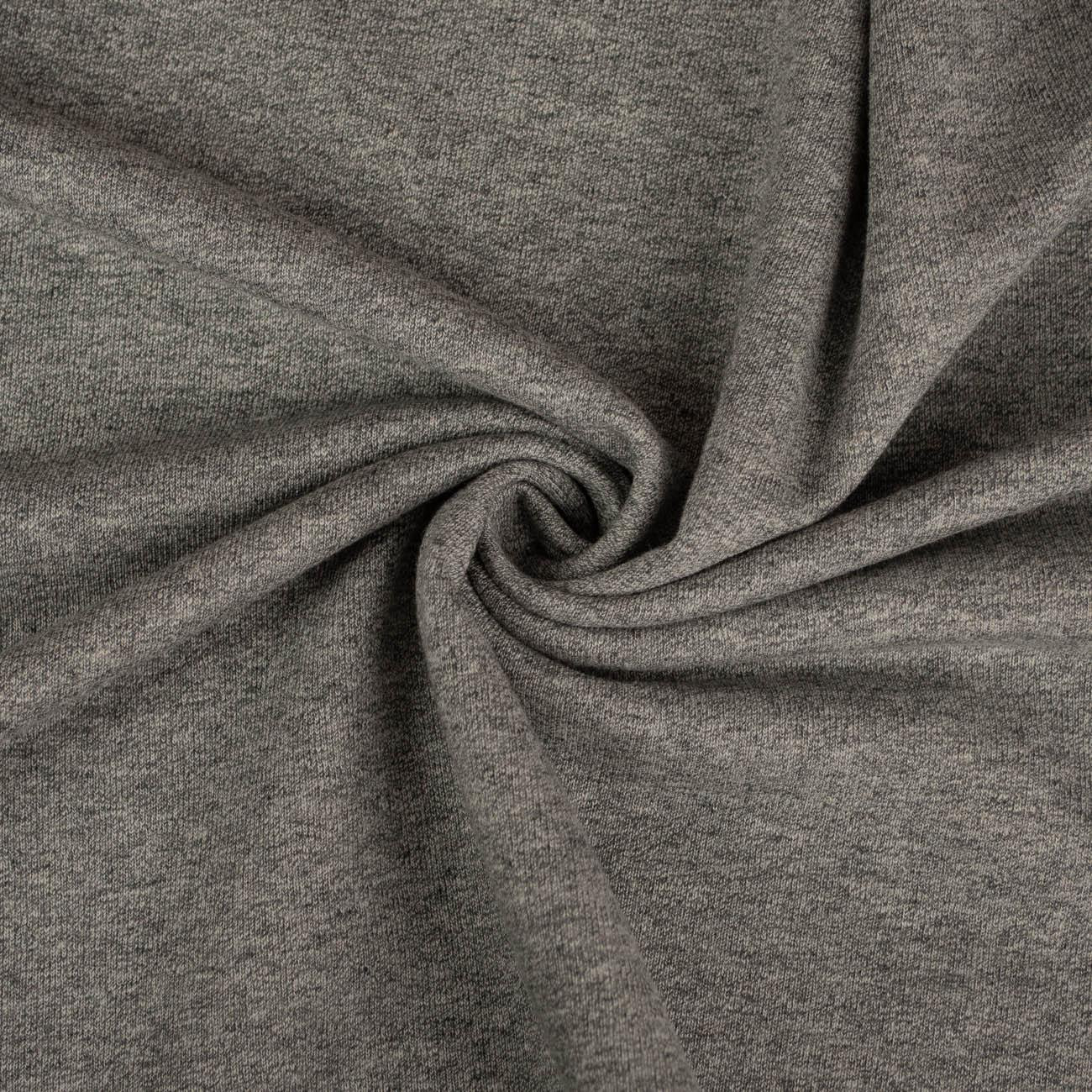 DARK GRAY MELANGE - Hydrophobic cotton loop knit fabric 300g