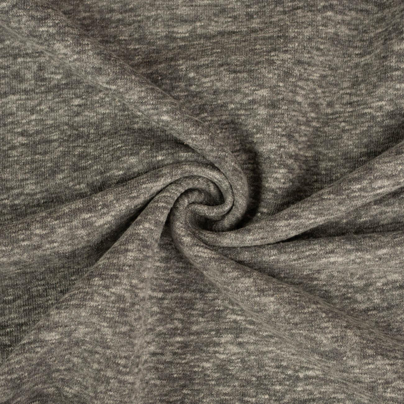 GRAY MELANGE - Hydrophobic cotton loop knit fabric 300g