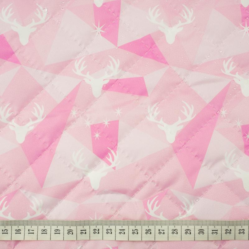 DEERS (adventure) / pink - Quilted nylon fabric 